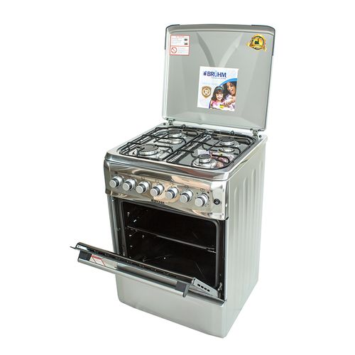 Bruhm BGI 66M40ONSN 4 Gas Cooker With Electric Oven - Silver
